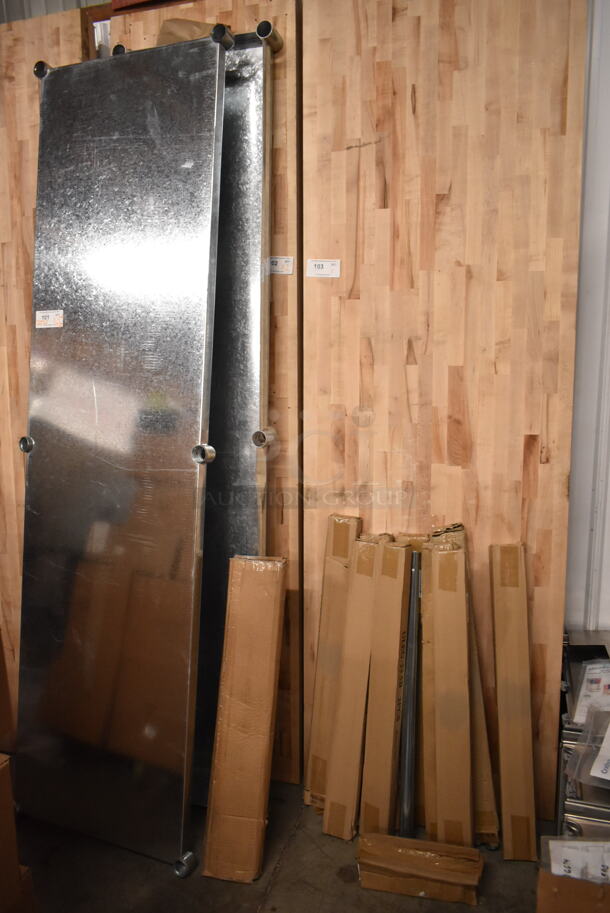 BRAND NEW SCRATCH AND DENT! Lot of 2 Metal Under Shelves and 9 Boxes of John Boos GLEG-33.5B / Regency 600TW2496G Legs.  - Image 2 of 10