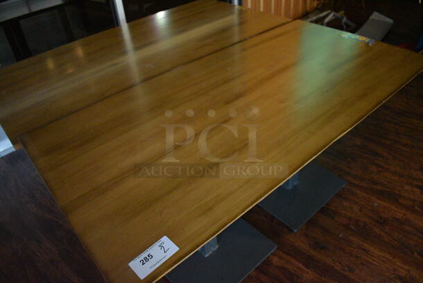 2 Wood Pattern Tables on 2 Metal Table Bases. 60x29.5x29. 2 Times Your Bid! (lounge) - Image 3 of 4