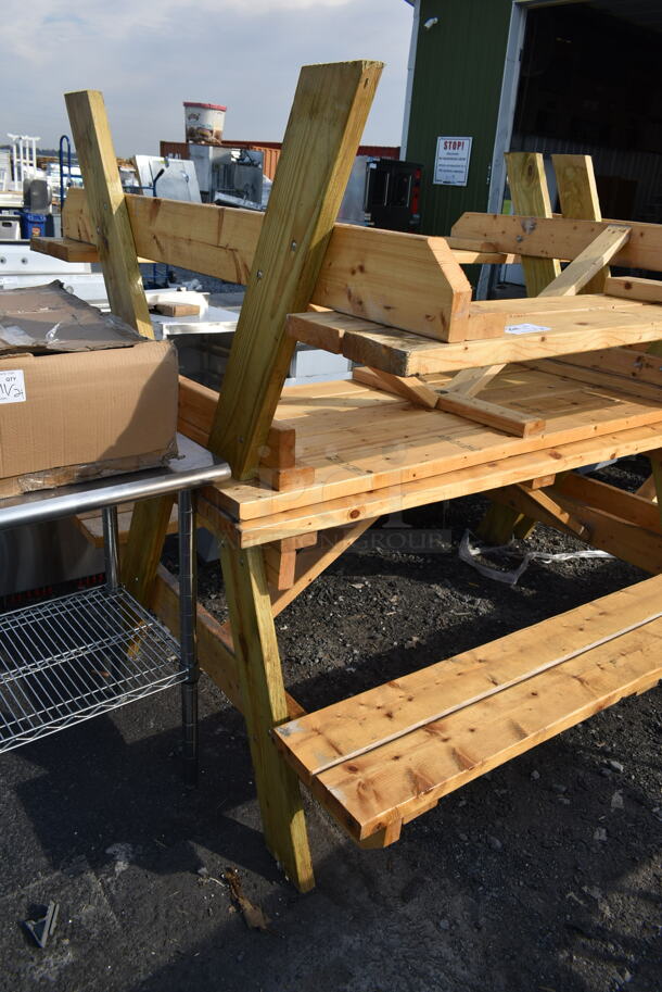 2 Wooden Picnic Tables. 2 Times Your Bid! - Image 2 of 4