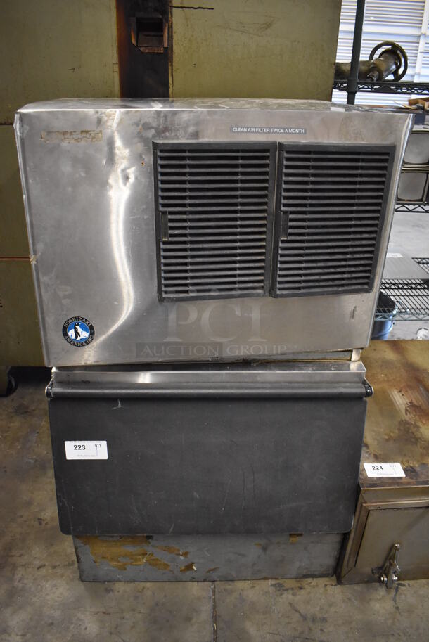 Hoshizaki KML-250MAH Stainless Steel Commercial Ice Head on Commercial Ice Bin. 115 Volts, 1 Phase. 31x33x50