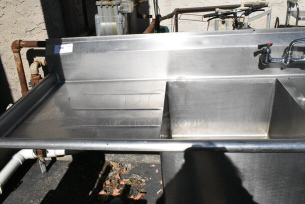 Stainless Steel 2 Bay Sink w/ Faucet, Handles and Dual Drain Boards. (out back) - Image 4 of 4