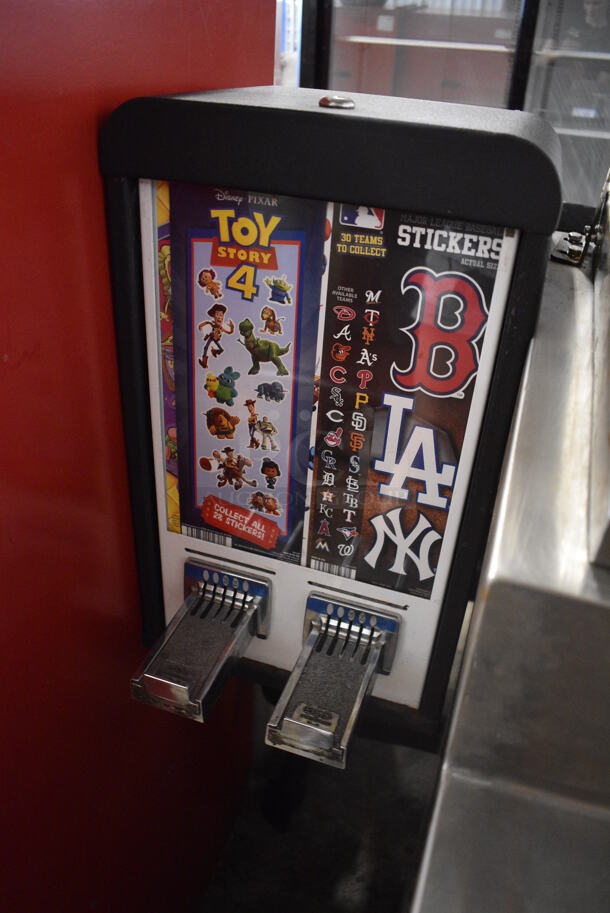 Red Floor Style 5 Compartment Toy Vending Machine w/ Black Metal 2 Well Tattoo Side Attachment. 34x23x27 - Image 7 of 8