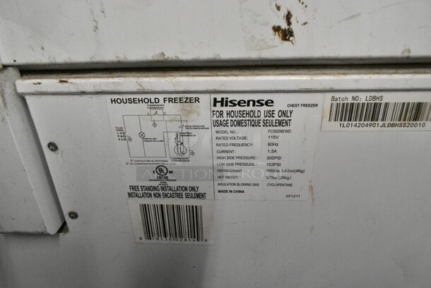 Hisense FC50D6EWD Metal Chest Freezer. 115 Volts, 1 Phase. Tested and Working! - Image 5 of 5
