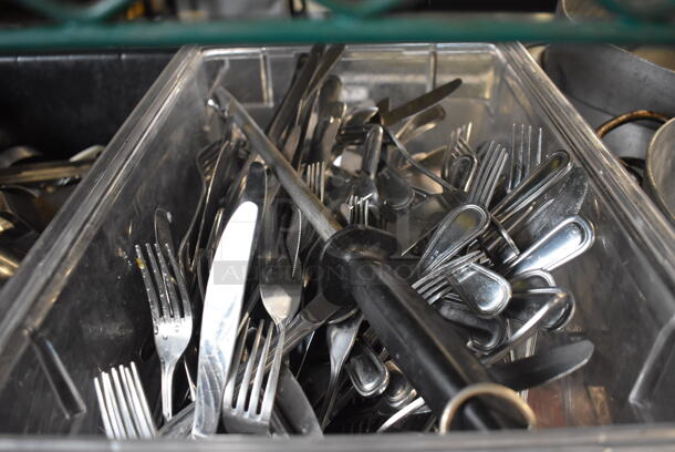ALL ONE MONEY! Lot of Various Silverware in Clear Bin