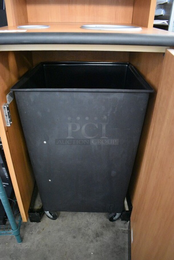 Wood Pattern Trash Can Shell w/ Tray Return, Trash Deposit Holes, Trash Can and Door. 25.5x25.5x48. - Image 5 of 5