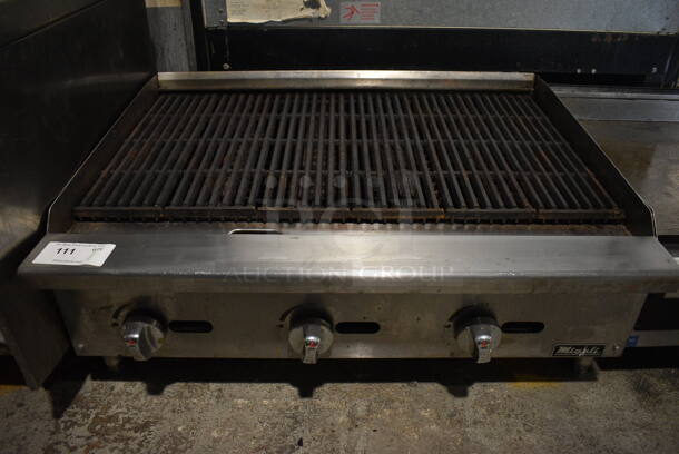 Migali Stainless Steel Commercial Countertop Natural Gas Powered Charbroiler Grill. 36x29x15