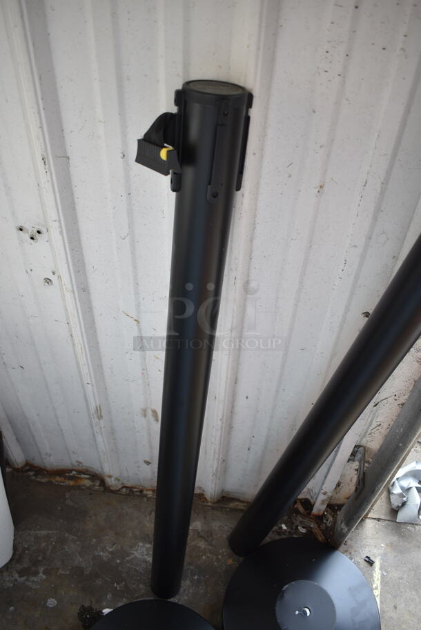 2 BRAND NEW SCRATCH AND DENT! Lancaster Table & Seating 164RS40BK Black 40" Crowd Control / Guidance Stanchion with 10' Retractable Belt - Image 4 of 8