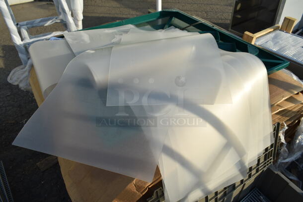 ALL ONE MONEY! Lot of Various Items Including Gray Poly Bins w/ Contents including Plastic Sheets for Shelves - Image 5 of 5