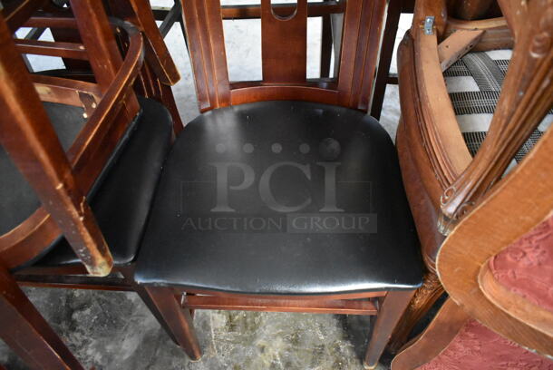 10 Wooden Dining Height Chairs w/ Black Seat Cushions. 10 Times Your Bid! - Image 3 of 4