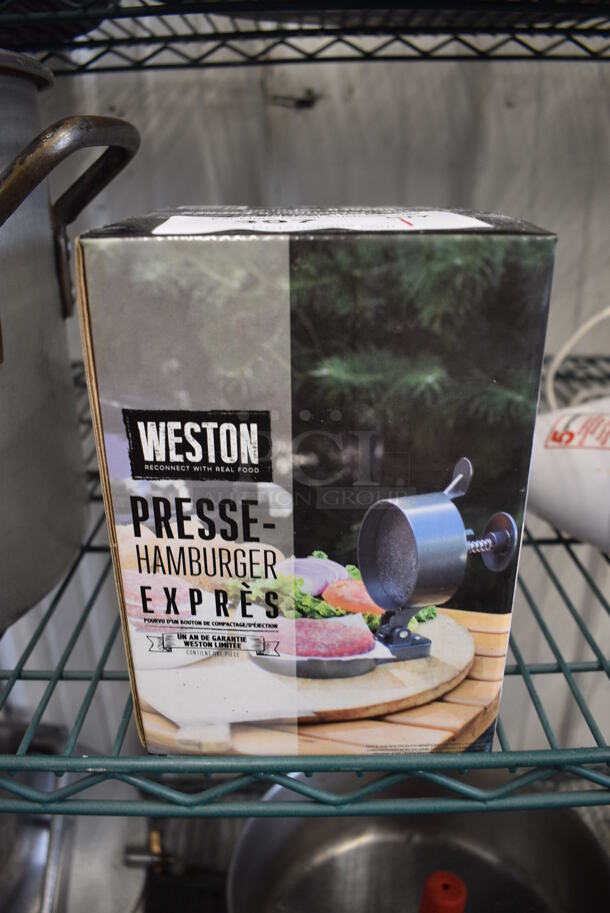 BRAND NEW IN BOX! Weston Metal Presse Hamburger Expres Hamburger Patty Former. 