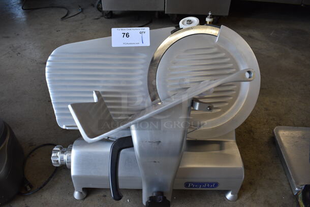 BRAND NEW SCRATCH AND DENT! PrepPal Model PPSL-12HD Stainless Steel Commercial Countertop Meat Slicer w/ Blade Sharpener. 120 Volts, 1 Phase. 21x17x20. Tested and Working!