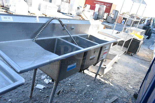 Regency 600S31620218 Stainless Steel 3 Bay Sink w/ Garbage Disposal and Drain Board.  - Image 2 of 8