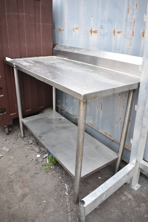 Stainless Steel Table w/ Back Splash and Under Shelf.  - Image 2 of 3