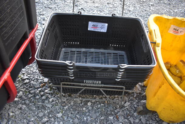 Metal Shopping Basket Rack w/ 6 Black Shopping Baskets. 19x14x31 - Image 4 of 4