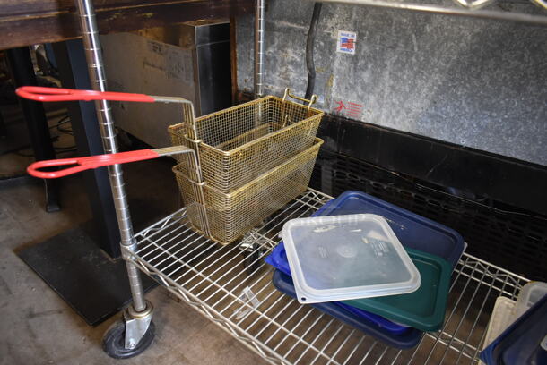 ALL ONE MONEY! Lot of Various Items on Shelving Unit Including Glasses, Fry Baskets, Poly Lids. Does Not Include Shelving Unit.  - Image 11 of 11