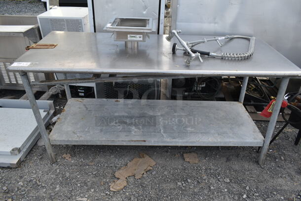 Stainless Steel Table w/ Commercial Can Opener Mount and Metal Under Shelf.