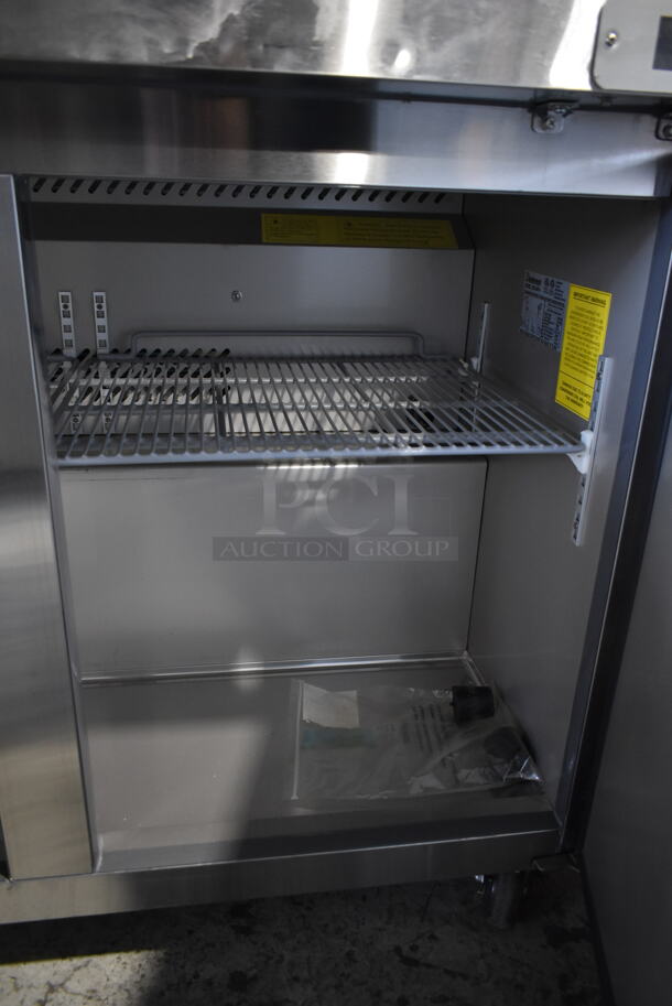 BRAND NEW SCRATCH AND DENT! Bluelinetech BUC48FA Stainless Steel Commercial 2 Door Undercounter Freezer on Commercial Casters. 115 Volts, 1 Phase. Tested and Working! - Image 6 of 7