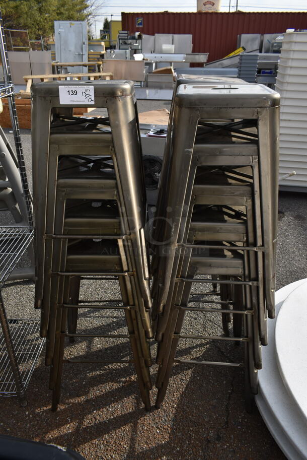10 Gray Metal Bar Height Tolix Stools. 10 Times Your Bid! - Image 1 of 3