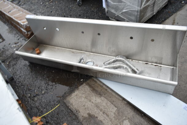 BRAND NEW SCRATCH AND DENT! Stainless Steel Commercial Wall Mount Multi Station Hand Sink. Does Not Come w/ Faucets.  - Image 2 of 4