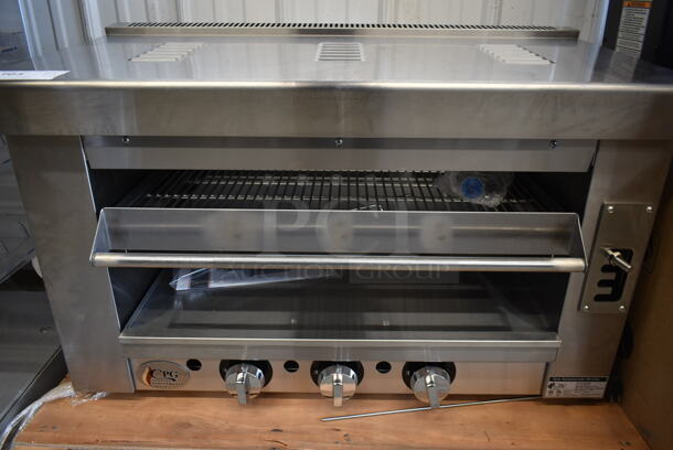 BRAND NEW SCRATCH AND DENT! Cooking Performance Group CPG 351S36SBN Stainless Steel Commercial Natural Gas Powered Salamander Broiler Cheese Melter. 36,000 BTU. Tested and Working! - Image 2 of 6