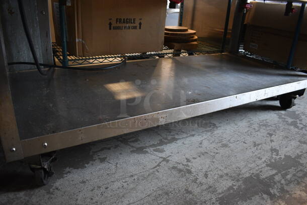 Vollrath Serve Well Stainless Steel Commercial Electric Powered 4 Bay Steam Well w/ Cutting Board and Under Shelf on Commercial Casters. 60x30x36. Tested and Working! - Image 8 of 9