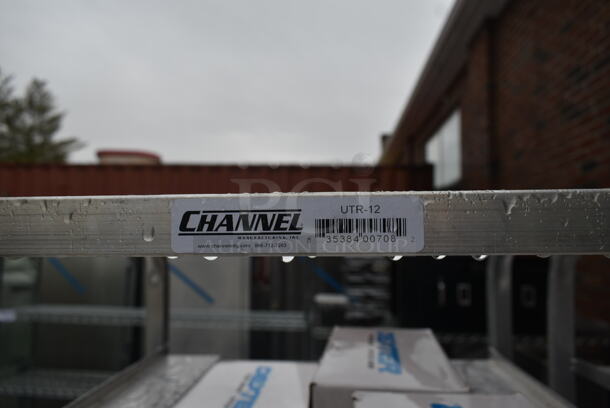 Channel Metal Commercial Pan Transport Rack w/ Contents Including 6 White Poly Dough Bins on Commercial Casters. - Image 3 of 3