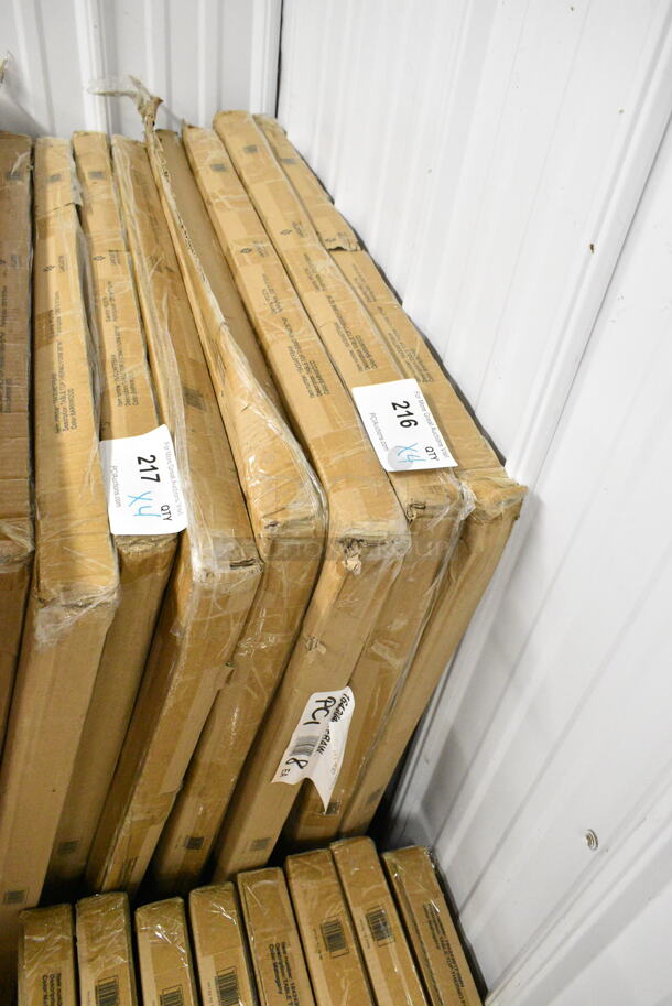 4 BRAND NEW SCRATCH AND DENT! Lancaster Table & Seating 1643048TFBAW 24" x 30" Rectangular Thermo-Formed MDF Table Top with Barnwood Finish. 4 Times Your Bid!  - Image 2 of 4