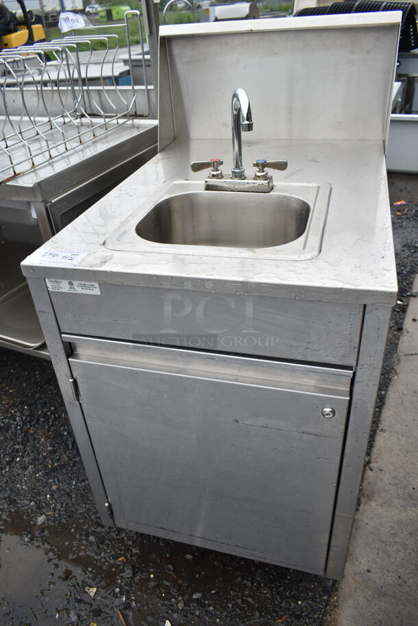 QualServ WMSC24MS Stainless Steel Commercial Single Bay Portable Sink w/ Faucet and Handles on Commercial Casters. 120 Volts, 1 Phase. - Item #1113491