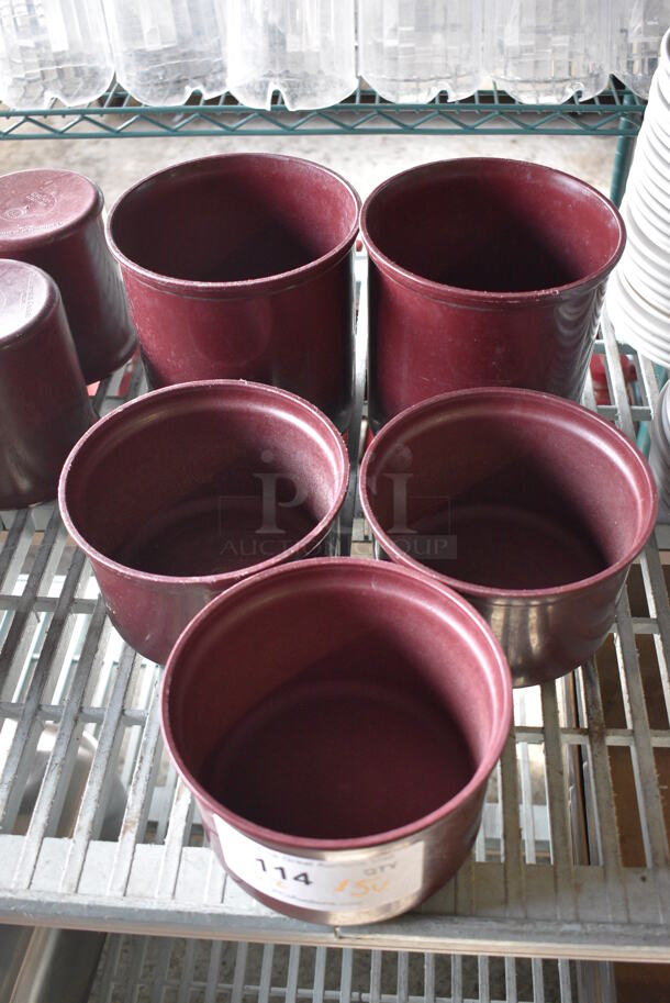 ALL ONE MONEY! Lot of 5 Maroon Poly Bins! 6.5x6.5x4, 6.5x6.5x7