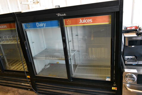 2019 True GDM-41SL-48-HC-LD Metal Commercial 2 Door Reach In Cooler Merchandiser w/ Poly Coated Racks. 115 Volts, 1 Phase. Tested and Working!