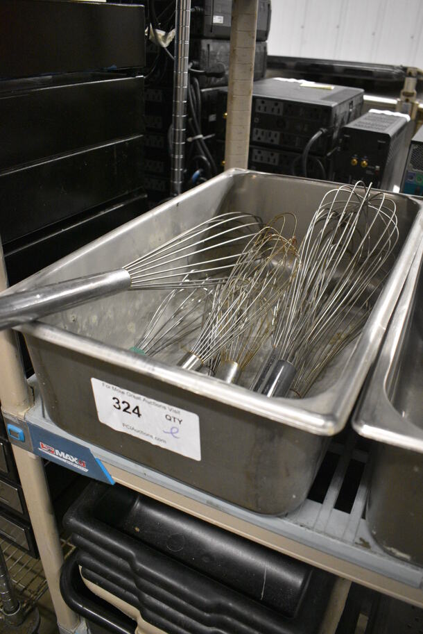 ALL ONE MONEY! Lot of Various Metal Whisks in Stainless Steel Bin! 13x21x6 - Image 3 of 3