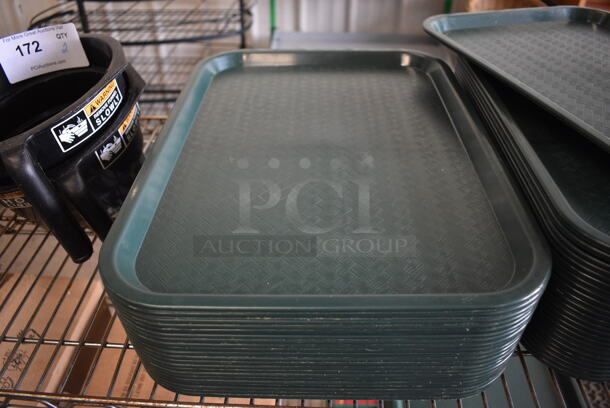 24 Green Poly Food Trays. 16x12x1. 24 Times Your Bid!