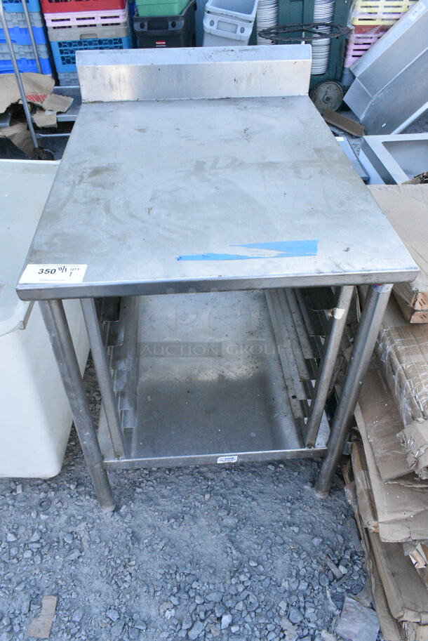 Stainless Steel Table w/ Back Splash, Pan Rack and Under Shelf.  - Image 1 of 4