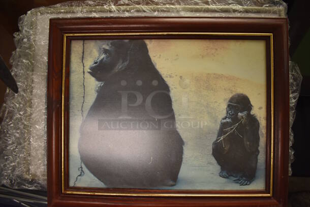 3 Framed Pictures of Gorillas and Bear. Includes 15.5x1x12.5. 3 Times Your Bid! - Image 2 of 5