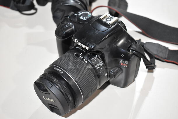 2 Canon Rebel T3 Digital Cameras w/ Lens and Strap. Comes w/ 3 Battery, 1 Charger, 2 Lens Caps. 2 Times Your Bid! - Image 5 of 12