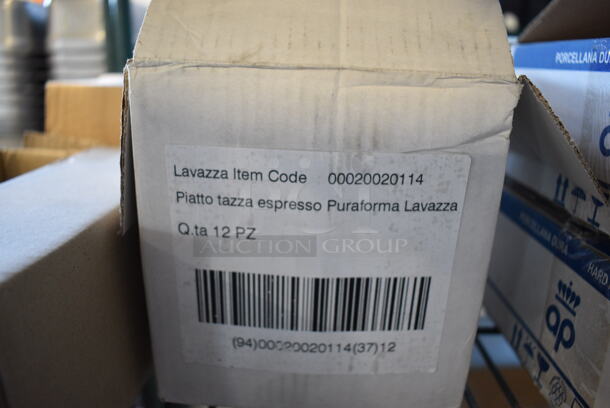 3 Various Boxes of White Ceramic Dishes; 6 White Ceramic Mugs, 12 Lavazza White Ceramic Mugs and 12 White Ceramic Saucers. Includes 5x5x1. 3 Times Your Bid! - Image 6 of 6