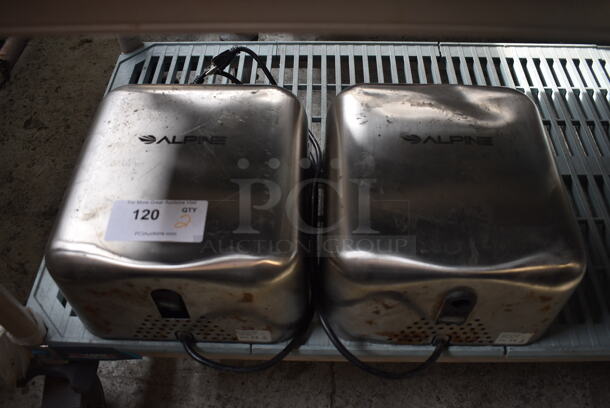 2 Alpine Stainless Steel Wall Mount Hand Dryer. 11.5x6x12.5. 2 Times Your Bid!