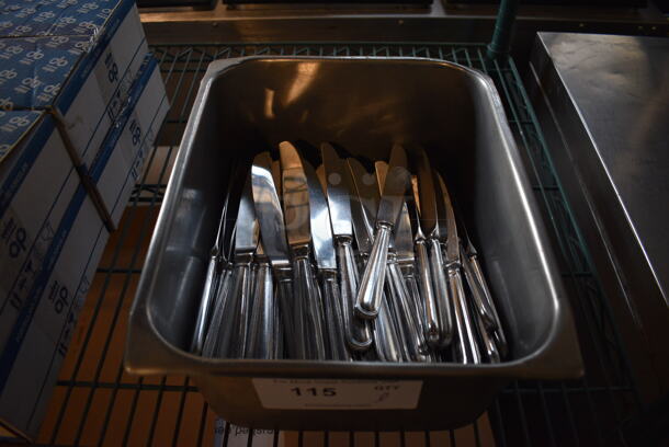 ALL ONE MONEY! Lot of Metal Knives in Stainless Steel 1/2 Size Drop In Bin