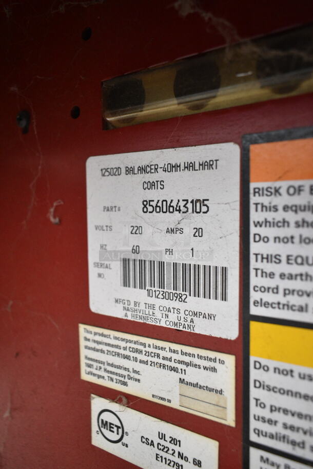 Coats 1250 Metal Commercial Floor Style 2D Wheel Balancer with Laser Guided Operation. 220-250 Volts, 1 Phase. - Image 7 of 7