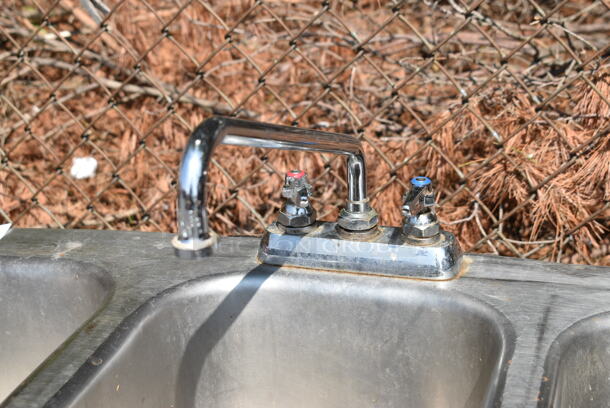 Stainless Steel 3 Bay Drop In Sink w/ Faucet and Handles. Bays 10x14x9 - Image 3 of 6