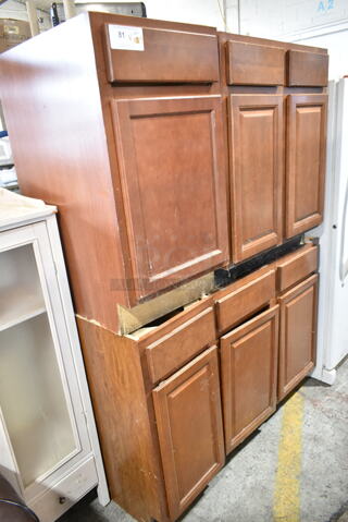 4 Wood Pattern Counters; 2 Single Door/Drawer and 2 Double Door/Drawer. No Countertops. 4 Times Your Bid! 