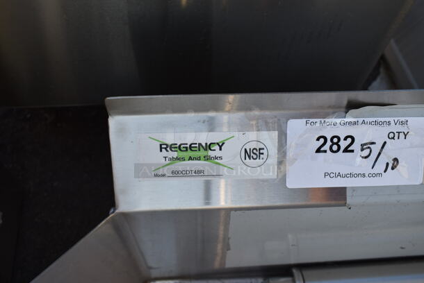 BRAND NEW SCRATCH AND DENT! Regency 600CDT48R 16 Gauge 4' Clean Dish Table - Right Drainboard - Image 5 of 5