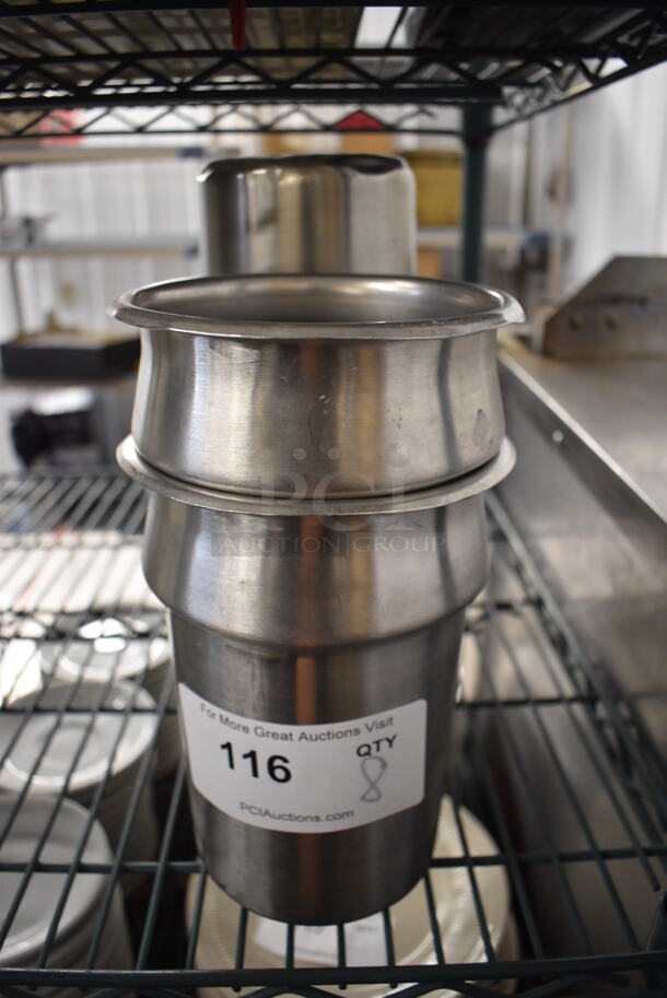 8 Stainless Steel Cylindrical Drop In Bins. 5.5x5.5x8. 8 Times Your Bid!