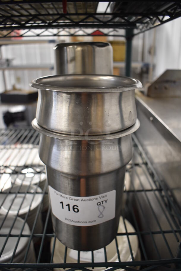 8 Stainless Steel Cylindrical Drop In Bins. 5.5x5.5x8. 8 Times Your Bid! - Image 1 of 2