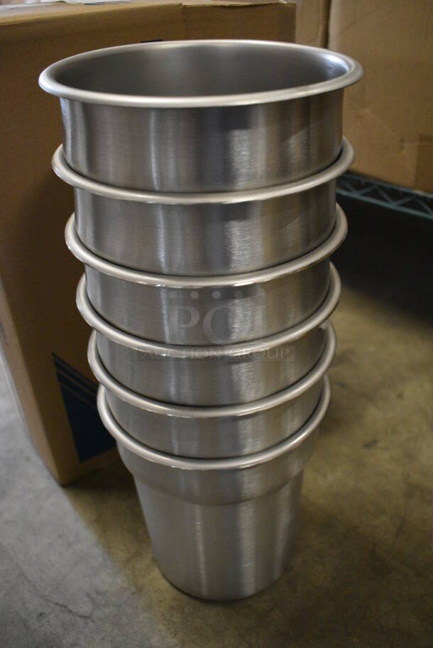 6 BRAND NEW IN BOX! Vollrath Stainless Steel Cylindrical Drop In Bins. 7.5x7.5x8. 6 Times Your Bid! - Image 2 of 4