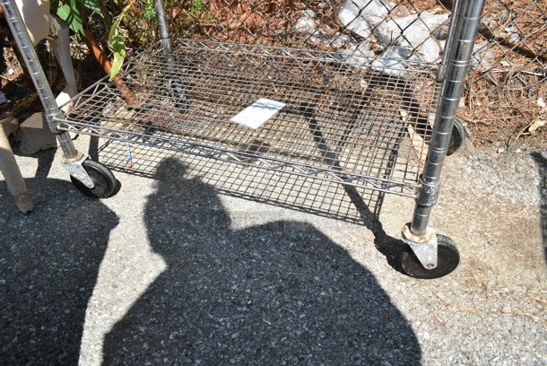 2 Chrome Finish Wire Items; Shelving Unit and Cart. 18x36x37, 30x18.5x33. 2 Times Your Bid!  - Image 6 of 6