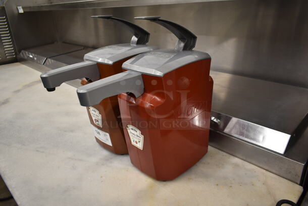 ALL ONE MONEY! Lot of 2 Red and Gray Poly Ketchup Dispensers. - Image 2 of 5
