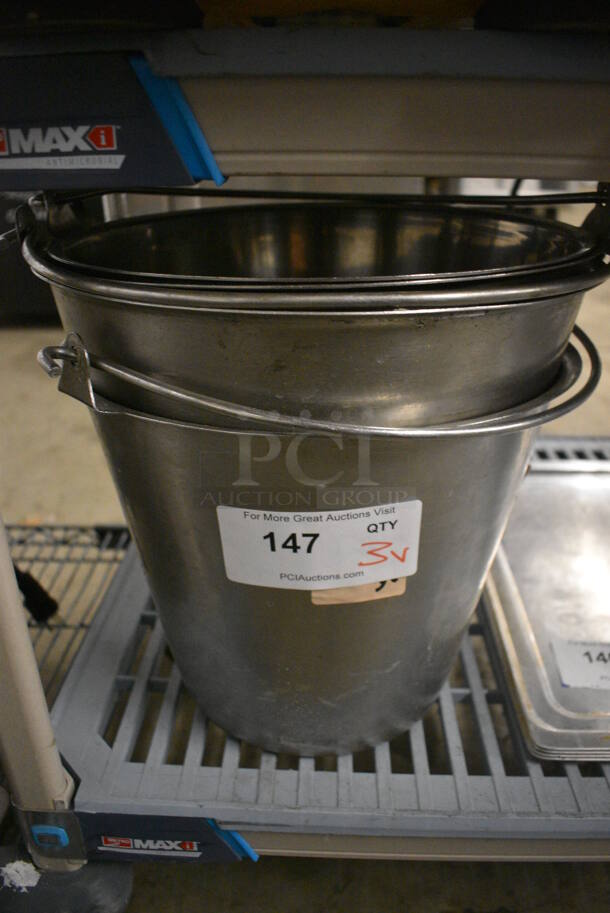 3 Various Metal Buckets. Includes 13x13x10. 3 Times Your Bid!