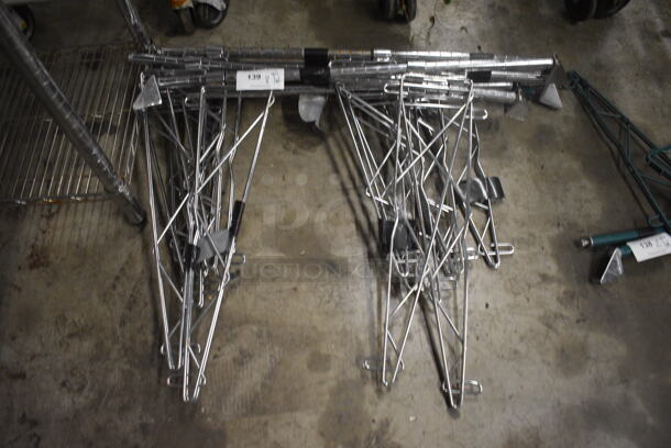 ALL ONE MONEY! Lot of 8 Chrome Finish Poles w/ 2 Brackets on Each. 27x2x34