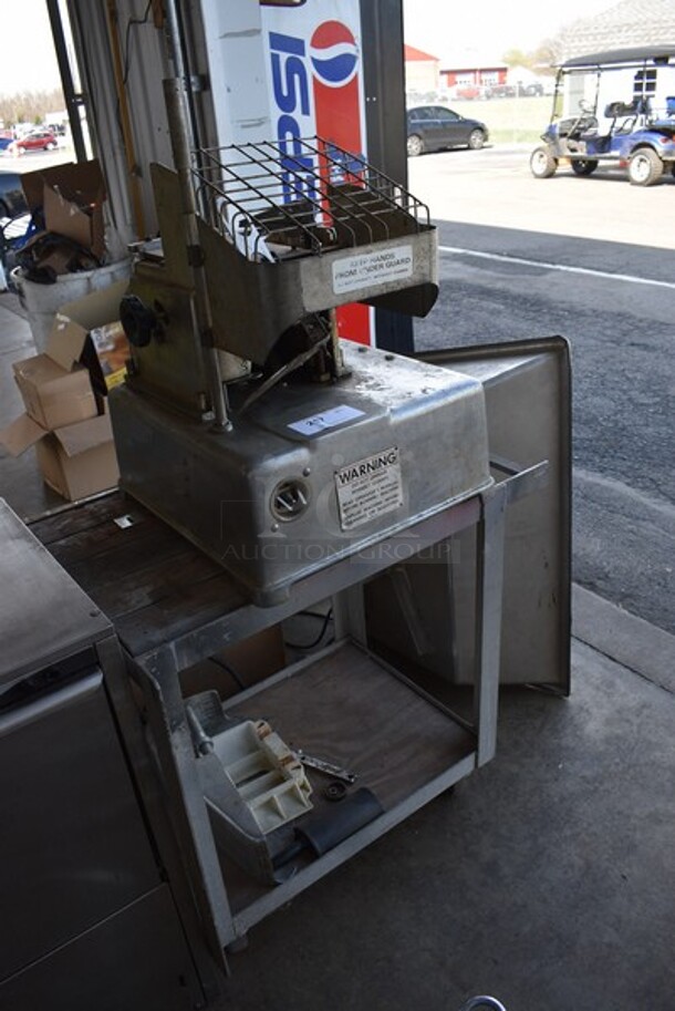 Hollymatic Super Model 54 Metal Commercial Countertop Patty Making & Forming Machine w/ Tray on Metal Commercial Portable Cart. 200 Volts, 3 Phase. 34x28x56. - Image 2 of 6